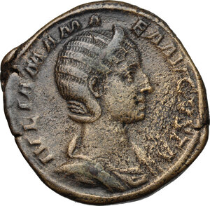obverse: Julia Mamaea, daughter of Julia Maesa, mother of Severus Alexander (died 225 AD).. AE Sestertius, 228 AD