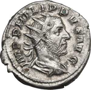 obverse: Philip I (244-249).. AR Antoninianus, Rome mint, 247-249 AD