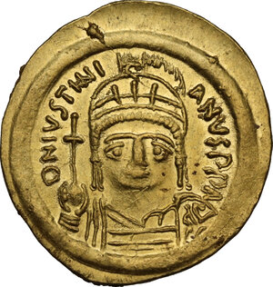 obverse: Justinian I (527-565).. AV Solidus, Ravenna mint, 552-565 AD