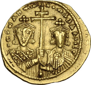 obverse: Constantine VII Porphyrogenitus with Romanus II (945-959 AD).. AV Solidus, Constantinople mint, 959-963 AD