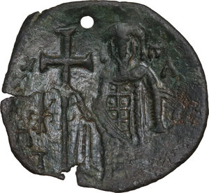 reverse: Michael VIII Palaeologus (1261-1282).  Æ Trachy, Thessalonica mint