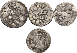 reverse: Lotto di cinque (5) monete medievali in argento