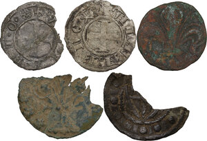 obverse: Toscana medievale.. Lotto multiplo di cinque (5) tessere e monete