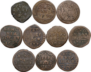 reverse: Lotto di dieci (10) quattrini papali per le zecche di Bologna e Ferrara