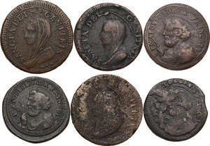 reverse: Pio VI (1775-1799), Giovanni Angelo Braschi. Lotto di sei (6) monete da 2 e mezzo e 5 Baiocchi, varie zecche