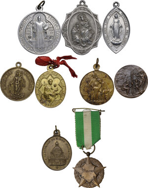 obverse: Lotto di nove (9) medagliette devozionali, XIX-inizi XX sec