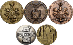 obverse: Lotto di 5 medaglie celebranti personaggi illustri della Provincia di Palermo