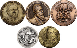 reverse: Lotto di 5 medaglie celebranti personaggi illustri della Provincia di Palermo