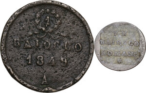 reverse: Ancona.  Repubblica Romana (1849). . Baiocco 1849. In aggiunta Pio VI, Baiocco 1783 Roma