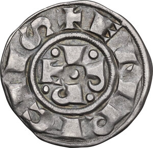 reverse: Bologna.  Comune (1191-1337). Bolognino grosso con luna, V decennio del XIII sec