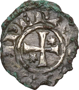 obverse: Brindisi.  Enrico VI di Svevia (1191-1196) con la moglie Costanza d Altavilla. Mezzo denaro, 1195-6