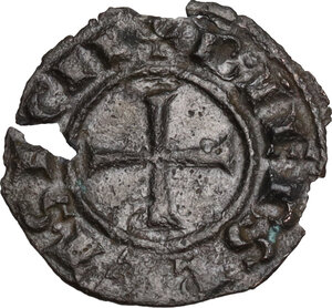 obverse: Brindisi.  Federico II di Svevia (1197-1250). Mezzo denaro 1244
