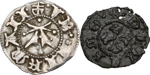 obverse: Fermo. Lotto di due (2) monete: bolognino di Francesco Sforza e picciolo con San Savino