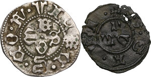 reverse: Fermo. Lotto di due (2) monete: bolognino di Francesco Sforza e picciolo con San Savino
