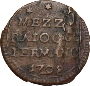 reverse: Fermo.  Pio VI (1775-1799), Giovanni Angelo Braschi. Mezzo Baiocco 1798, A. XXIII