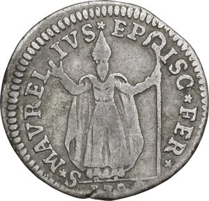 reverse: Ferrara.  Clemente XI (1700-1721), Giovanni Francesco Albani.. Muraiola da 4 Baiocchi A. IX, 1708(o 9)