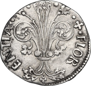 obverse: Firenze.  Repubblica (Sec. XIII-1532). Grosso da 6 soldi e 8 denari 1477 II sem., Luigi di Antonio di Migliore Guidotti maestro di zecca