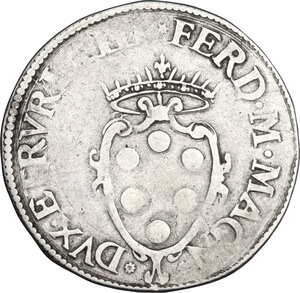 obverse: Firenze.  Ferdinando I de  Medici (1587-1608). Giulio con stemma I serie 1590