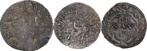 reverse: Firenze. Lotto di tre (3) monete: crazia di Cosimo I, quattrino di Ferdinando I e sesino di Lorenzo de  Medici per Pesaro