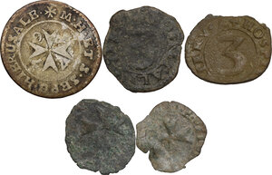 reverse: Malta. Lotto di cinque (5) monete da classificare di un esemplare è in argento
