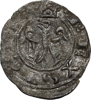 reverse: Messina.  Federico II di Svevia (1197-1250). Mezzo denaro, 1221