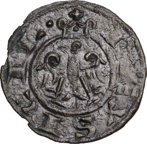 reverse: Messina.  Federico II di Svevia (1197-1250). Mezzo denaro 1221