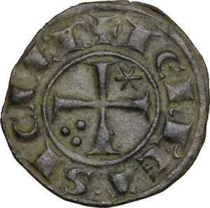 obverse: Messina.  Federico II di Svevia (1197-1250). Denaro 1242