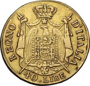 reverse: Milano.  Napoleone I (1805-1814) Imperatore di Francia e Re d Italia.. 40 lire 1808