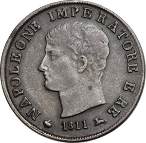 obverse: Milano.  Napoleone I (1805-1814) Imperatore di Francia e Re d Italia.. Centesimo 1811, saggio in lega (?)