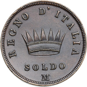 reverse: Milano.  Napoleone I (1805-1814) Imperatore di Francia e Re d Italia.. Soldo 1813