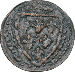 obverse: Napoli.  (?). Tessera mercantile con scudo gigliato, XIII-XIV sec