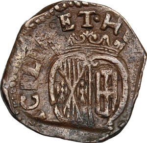 reverse: Napoli.  Carlo II di Spagna (1674-1700).. Grano coniato al martello. Data illeggibile