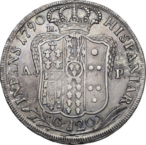 reverse: Napoli.  Ferdinando IV di Borbone (1759-1816). 120 Grana o Piastra 1790