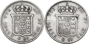 reverse: Napoli.  Ferdinando II di Borbone (1830-1859). Lotto di due (2) mezze piastre: 1834 e 1836