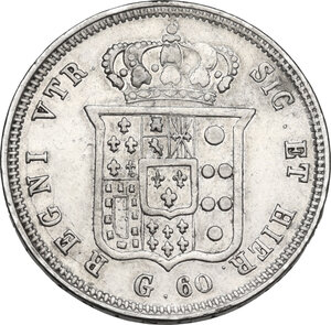 reverse: Napoli.  Ferdinando II di Borbone (1830-1859). 60 grana o mezza piastra 1838