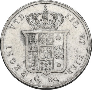 reverse: Napoli.  Ferdinando II di Borbone (1830-1859). 60 grana o mezza piastra 1857