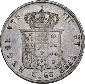 reverse: Napoli.  Ferdinando II di Borbone (1830-1859). 60 grana o mezza piastra 1858