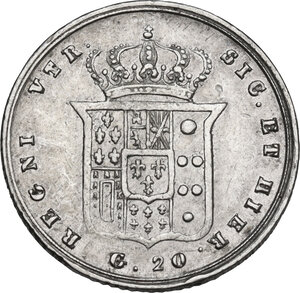reverse: Napoli.  Ferdinando II di Borbone (1830-1859). 20 grana 1855