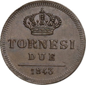 reverse: Napoli.  Ferdinando II di Borbone (1830-1859). 2 tornesi 1843