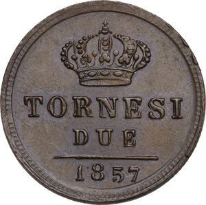 reverse: Napoli.  Ferdinando II di Borbone (1830-1859). 2 tornesi 1857