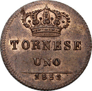 reverse: Napoli.  Ferdinando II di Borbone (1830-1859).. Tornese 1852