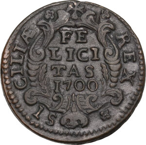 reverse: Palermo.  Carlo II di Spagna (1665-1700). Grano 1700