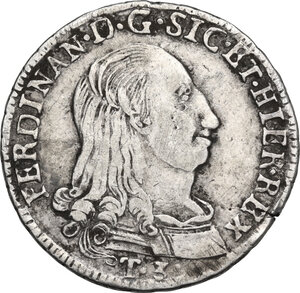 obverse: Palermo.  Ferdinando III di Borbone (1759-1816). Da 3 tarì 1796, sigle Nd OV
