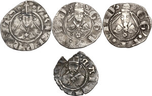 reverse: Roma. Lotto di quattro (4) Bolognini di Urbano V (1362-1370), Gregorio XI (1370-1378) e Martino V (1417-1431)