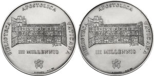 reverse: Roma - Città del Vaticano.  Biblioteca Apostolica Vaticana. Lotto di 2 medaglie per il III Millennio