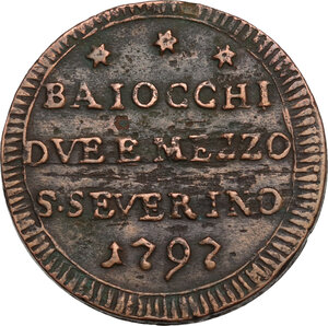 obverse: San Severino.  Pio VI (1775-1799), Giovanni Angelo Braschi. Sampietrino da 2 e mezzo baiocchi 1797