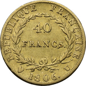 reverse: Torino.  Napoleone I (1805-1814) Imperatore di Francia e Re d Italia.. 40 franchi 1806