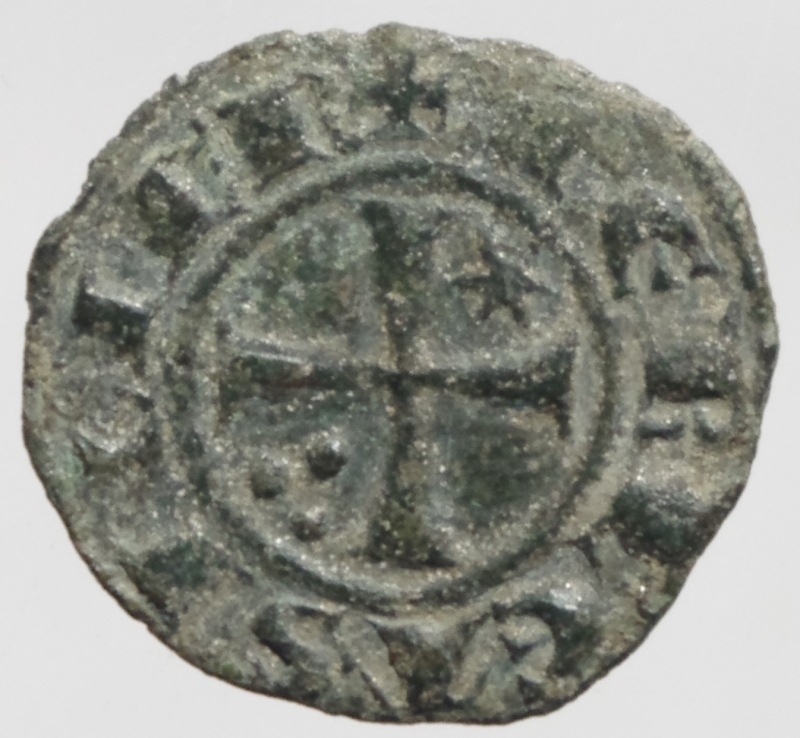 obverse: Zecche Italiane.Messina e Brindisi. Federico II (1220-1250, Svevi) Denaro. D/Crescente con A. R/Croce patente.Peso 0,80 gr. Spahr.123. MI. BB+