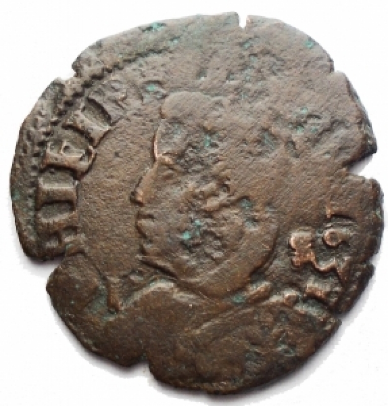 obverse: Zecche Italiane . Napoli. Filippo IV (1621-1665). Tornese 1631. AE. g 4,56. MB.RR