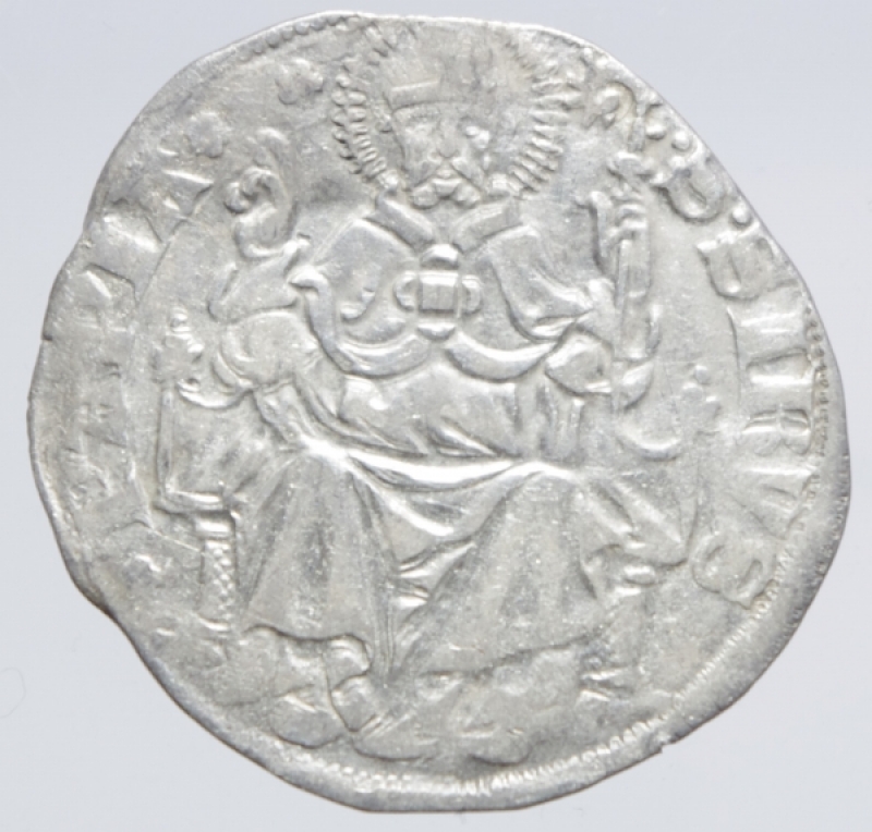 obverse: Zecche Italiane. Pavia. Galeazzo II Visconti. 1359-1378. Grosso da un soldo e mezzo.Peso 2,50 gr. Ag. Cast.1. BB+. R.